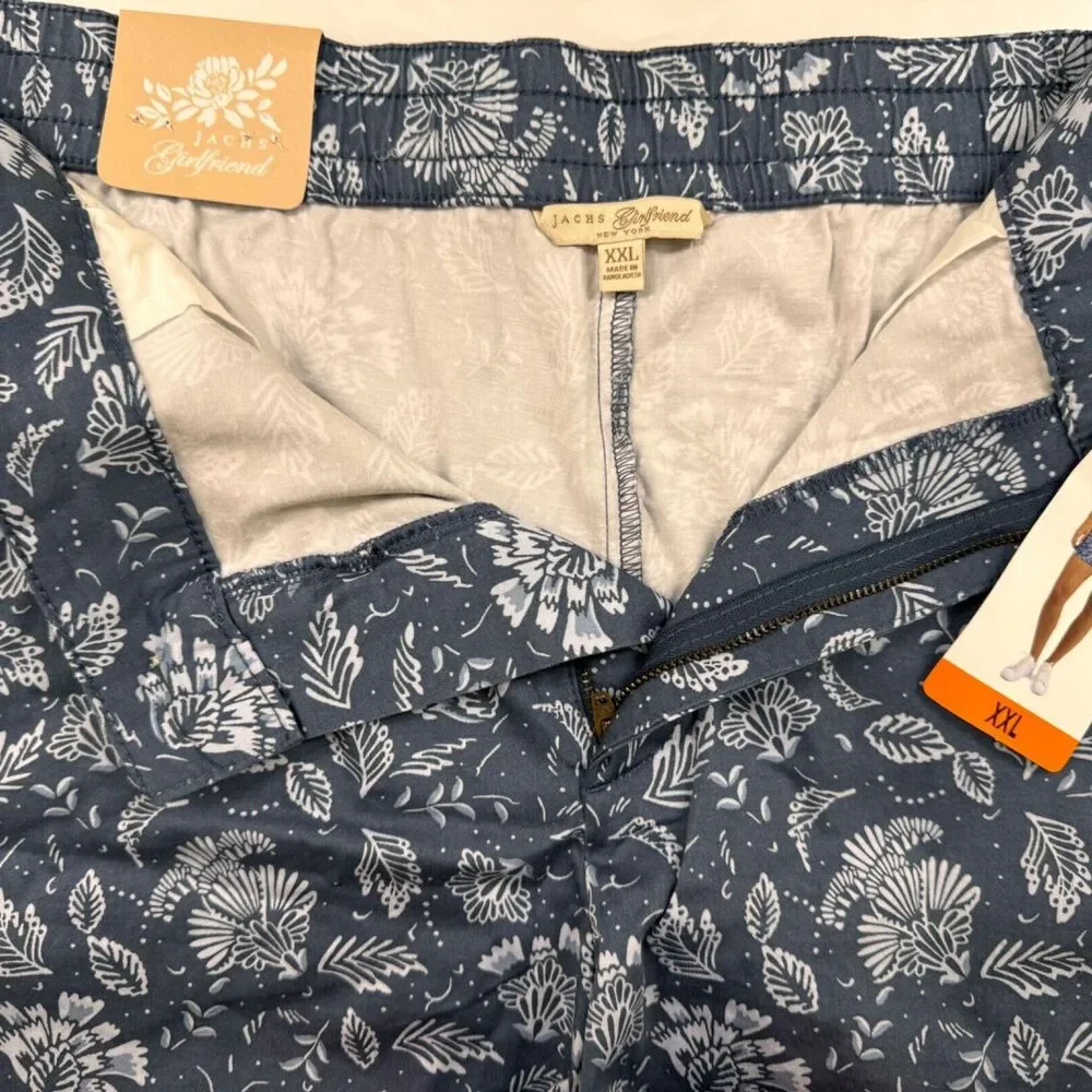 Jachs Girlfriend Women Sz XXL Shorts Blue Floral Chino Printed Midrise - Picture 5 of 5